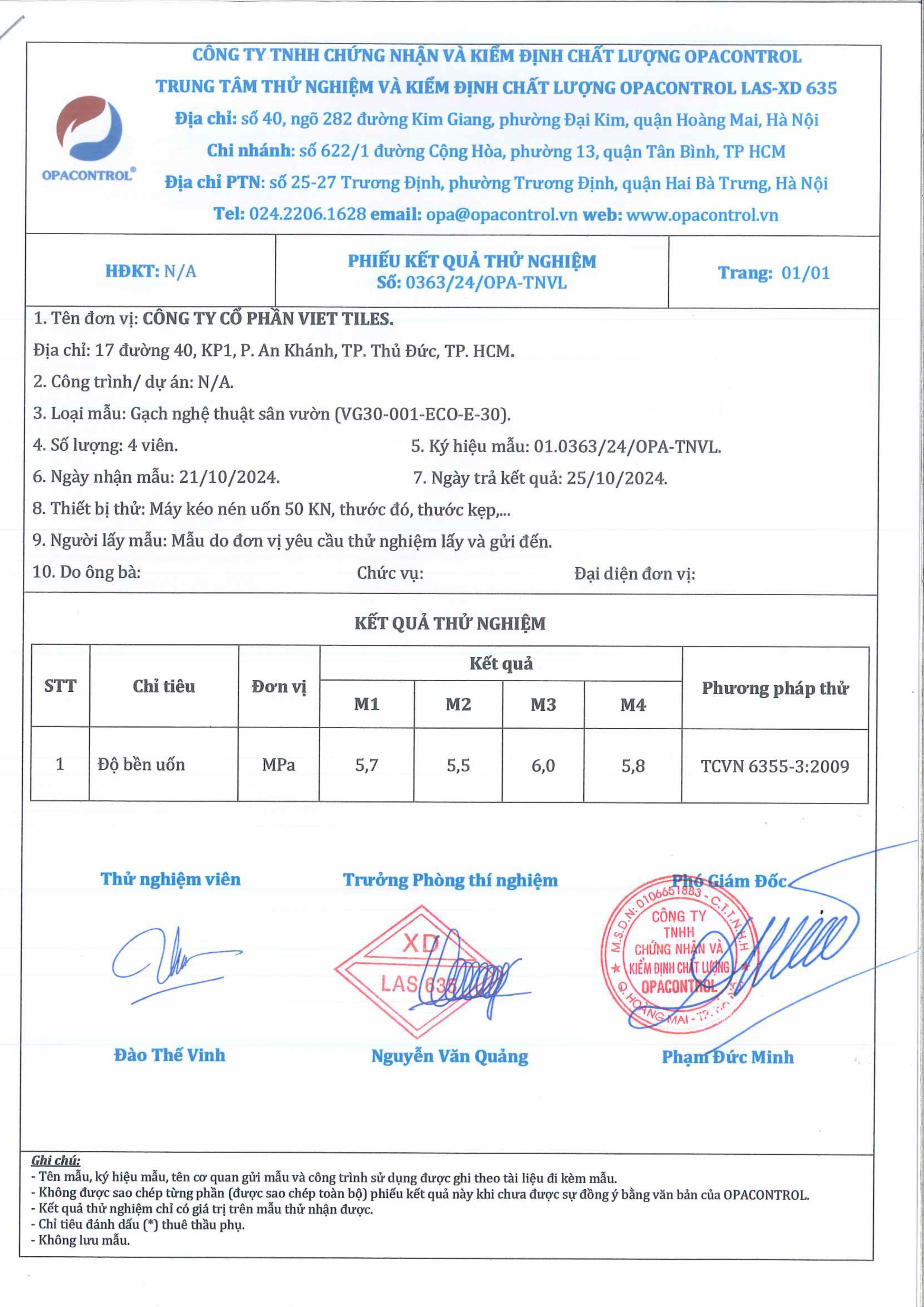 F24.HL.12-TEST REPORT OPACONTROL-gạch nghệ thuật sân vườn (độ bền uốn VG30-001-ECO-E-30)